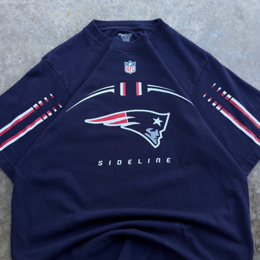 Vintage Y2K Reebok New England Patriots Sideline T-Shirt Navy Blue Size M f7 - Picture 1 of 8